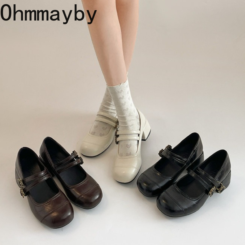 Vintage Outdoor Fashion - Chaussures Vintage à talons épais pour